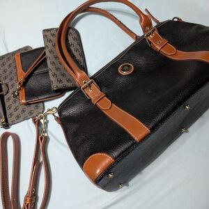 Dooney & Bourke Black and Brown Leather Satchel